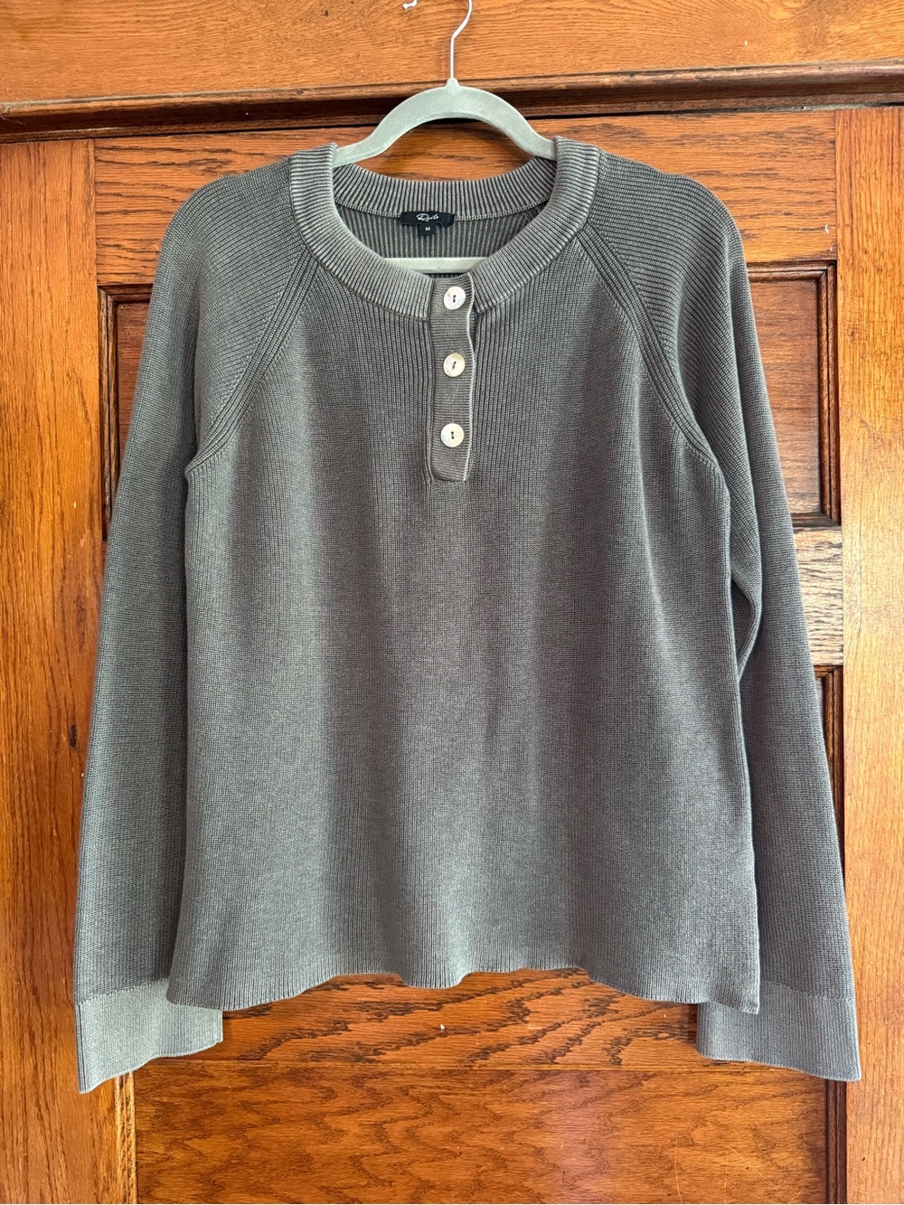 RAILS Cotton Cashmere Knit Pullover Henley Sweater Top Shell Buttons Charcoal M